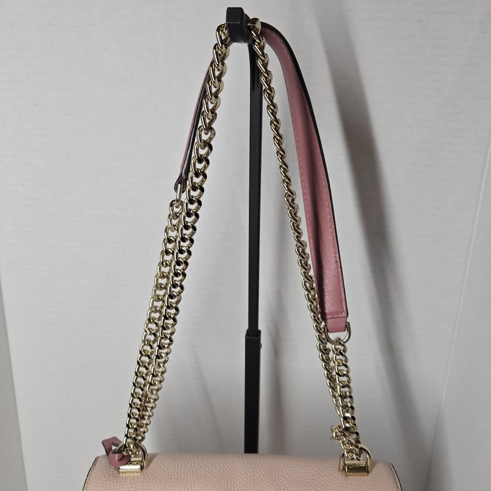 Michael Kors Whitney Pink Signature Logo Charm Convertible Shoulder Purse Chain - Picture 13 of 16
